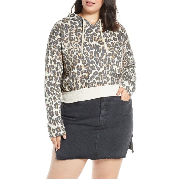 NWT Nordstrom BP Animal Print Crop Hoodie Jacket - Picture 1 of 6